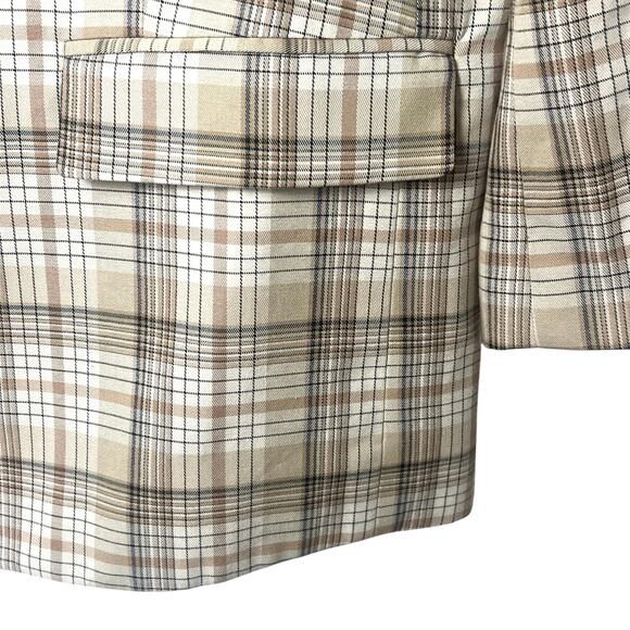 Everlane The Oversized Blazer in Buttersmooth Pale Khaki Plaid Women's Size 14 - Picture 4 of 10